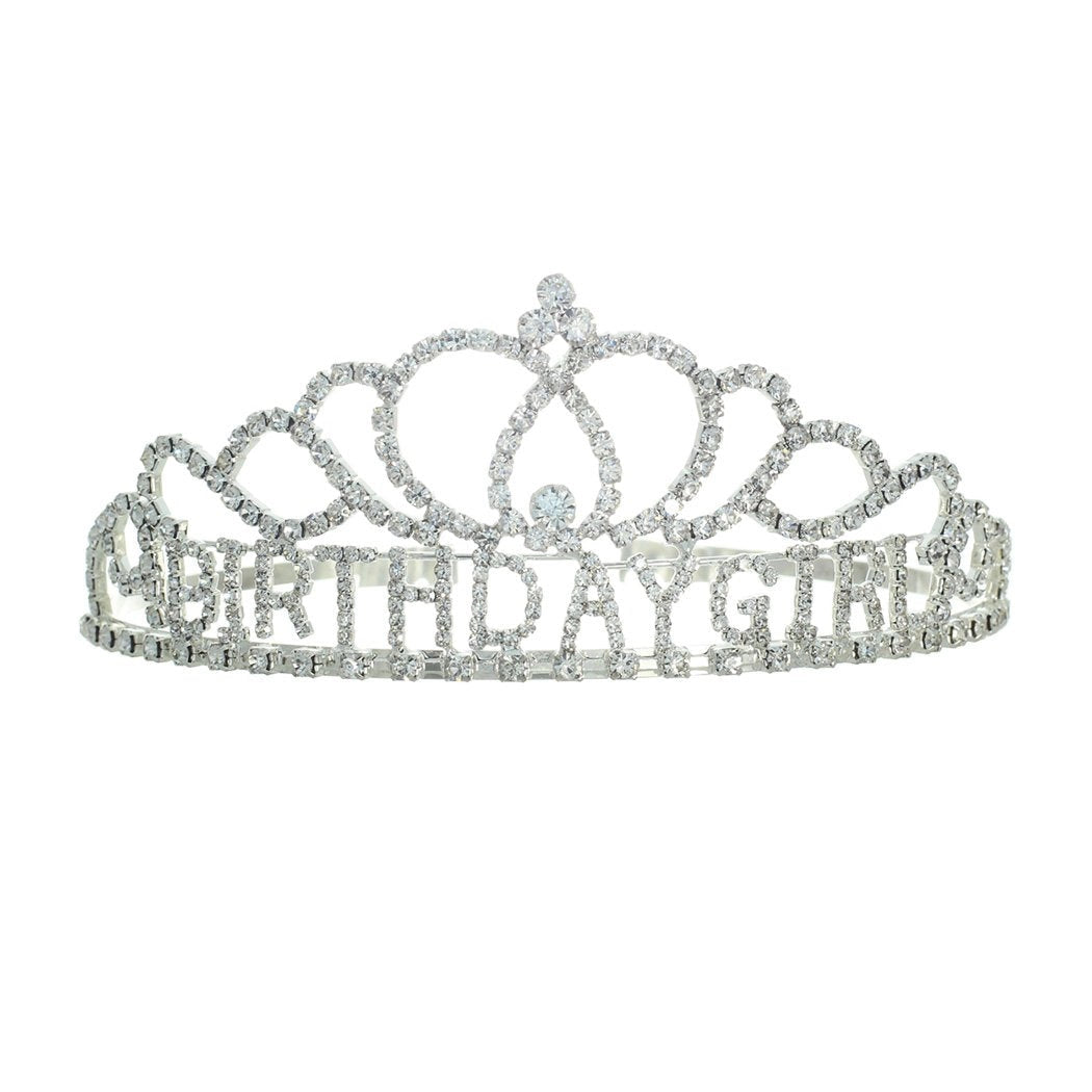 Birthday Girl Rhinestone Tiara Crown - Silver