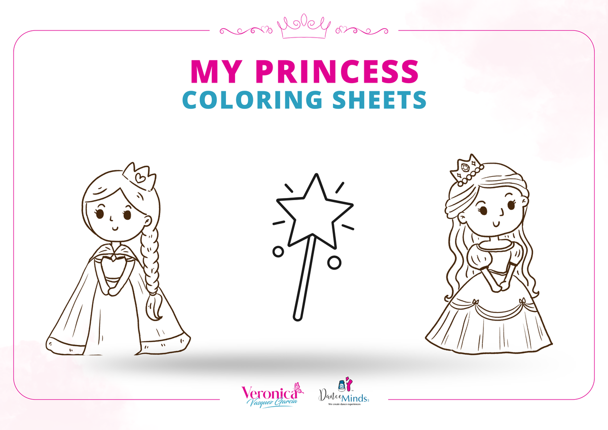 Princess Ballet Coloring + Vocabulary Worksheets — 15 Sheets