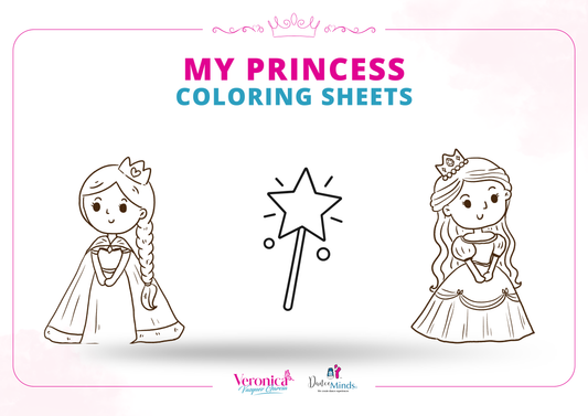 Princess Ballet Coloring + Vocabulary Worksheets — 15 Sheets